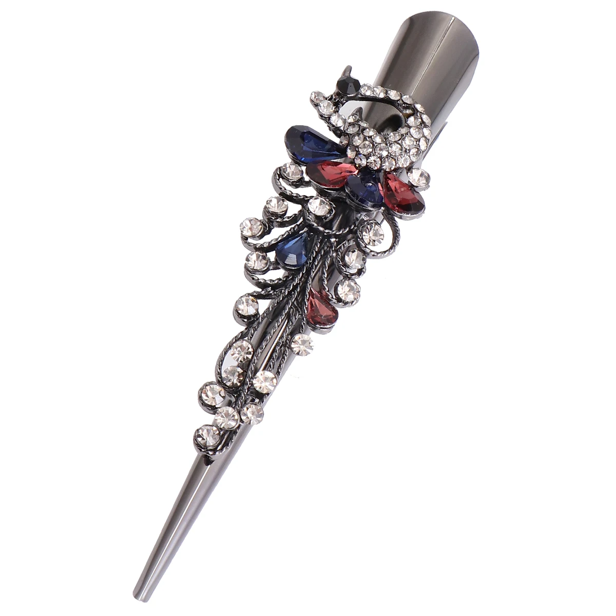 

1pc Elegant Headdress Rhinestone Hair Clips Bang Barrette Vintage Decor for Women Party Daily Use Hair Accessories Cow Horn Clip