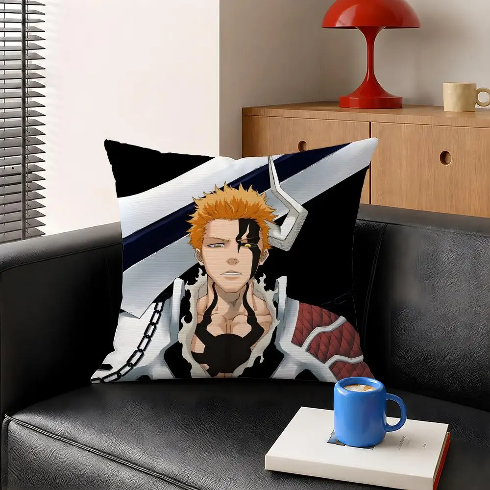 Anime Ichigo Kurosaki Bleach Bankai Cushion Cover Decorative Pillowcase Soft Short Plush Cozy Durable Sofa Home Decor Items Gift