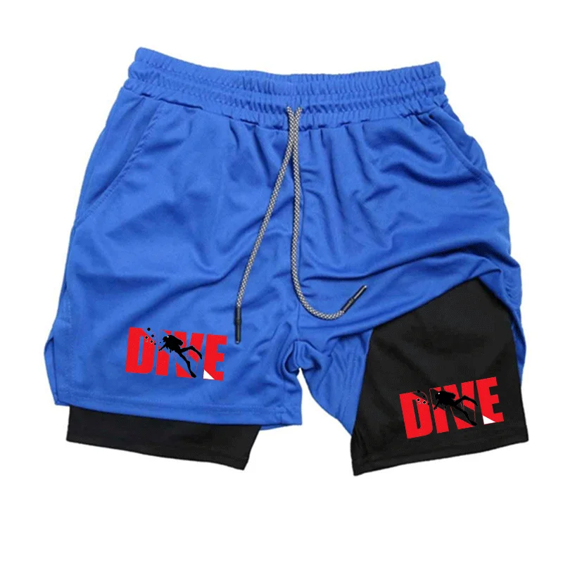 Athletic Multi-functional Men's Summer Double-Layer 2-in-1 Short Comfortable Elastic Cycling Double Deck Phone Pocket Towel Loop