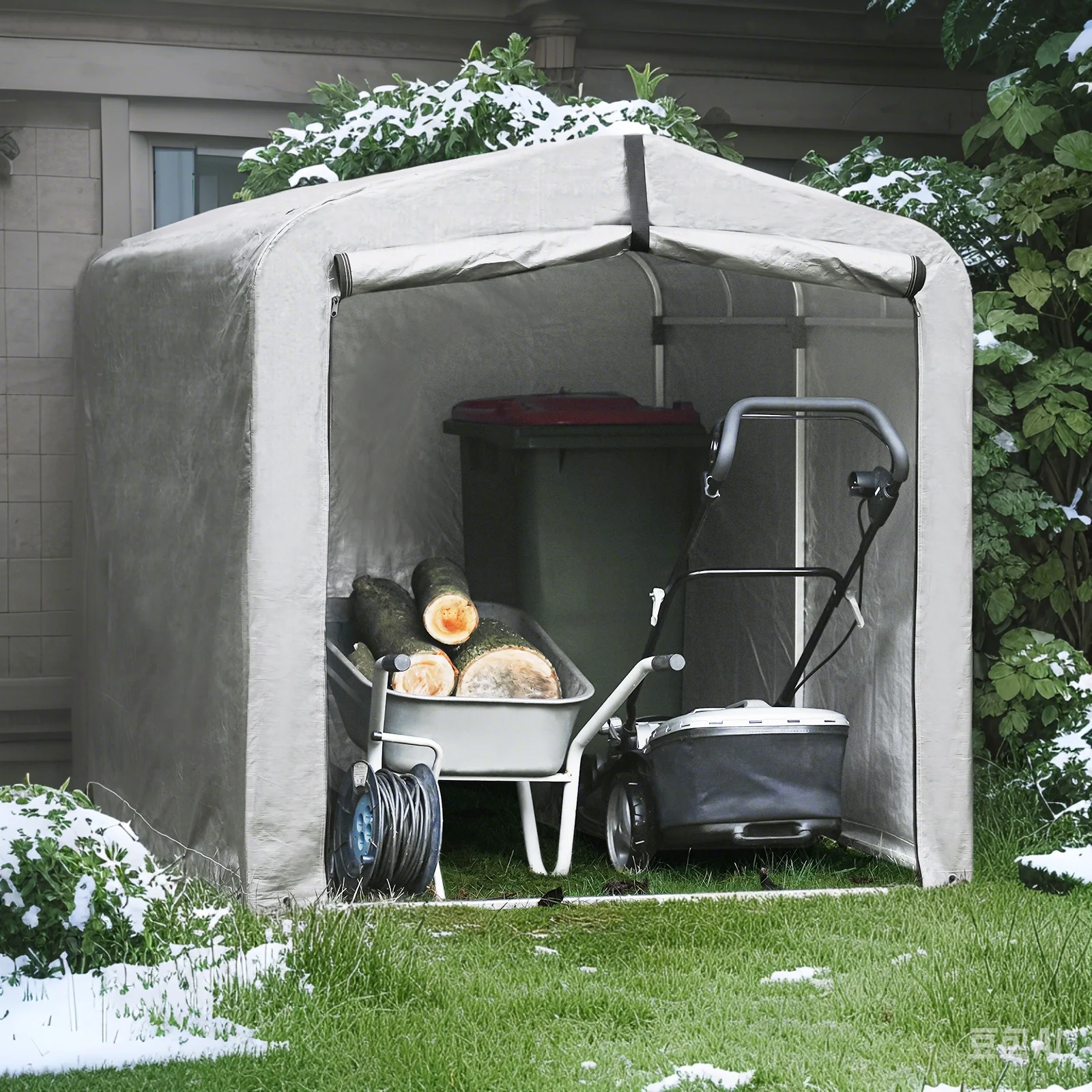 SoBuy KLS11 Fahrradgarage, wetterfester Geräteschuppen, Fahrradgarage für 2–4 Fahrräder, Carport-Zelt mit UV-Schutz, 120 x 163 x 176 cm – Detail 9
