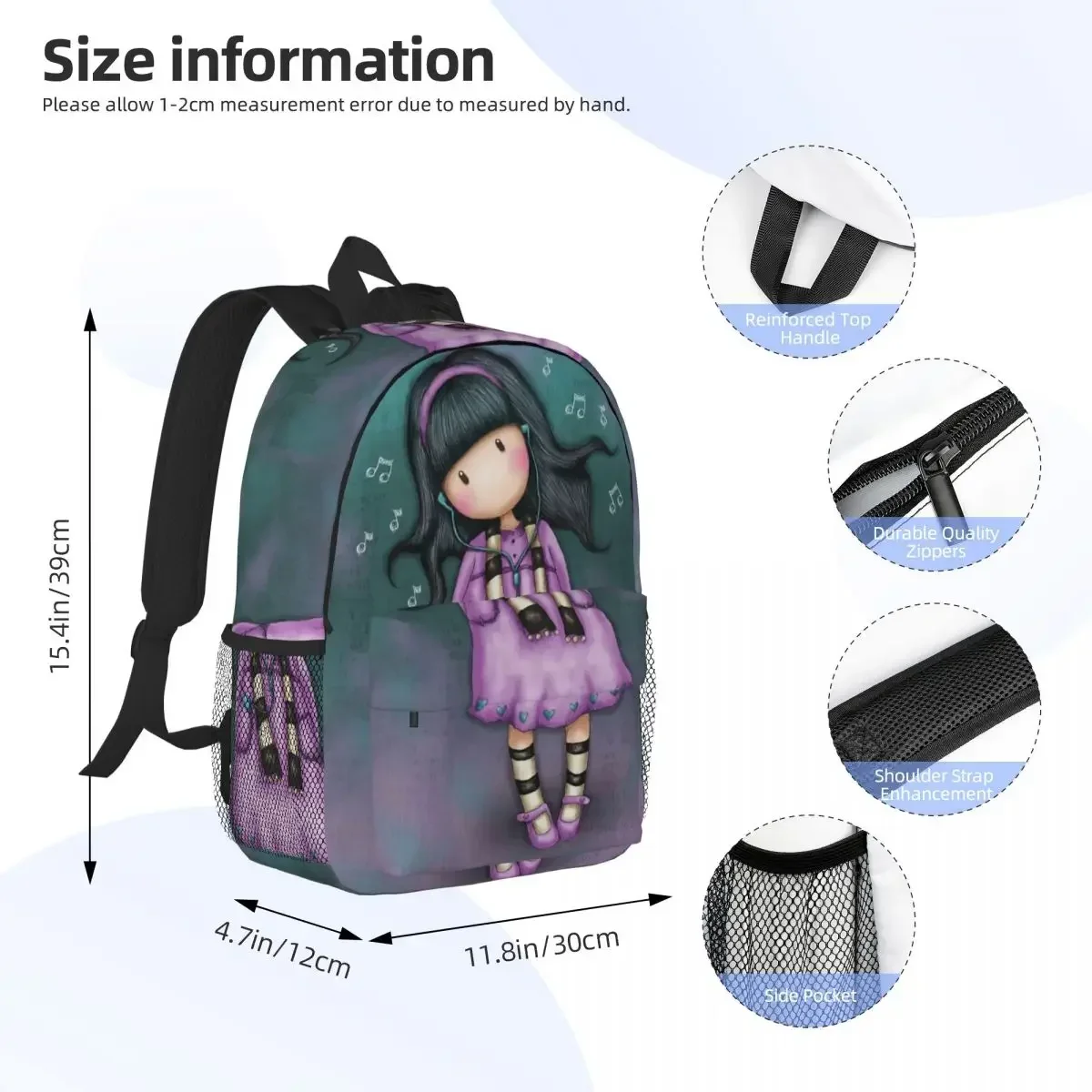 Santoro Gorjuss Backpacks Teenager Bookbag Cartoon Students School Bags Travel Rucksack Shoulder Bag Large Capacity