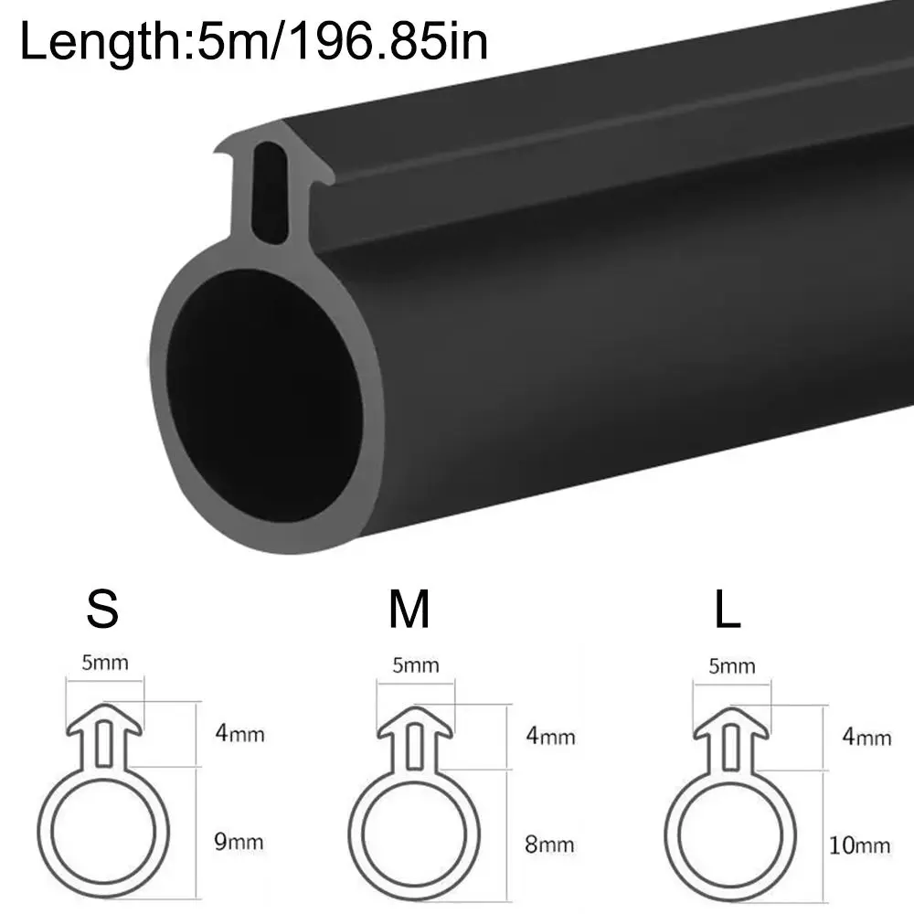 5M O-Shaped Plastic Steel Door Window Sealing Strip Rubber Kerf Weather Stripping Card Slot Seals Hollow Bulb Barb Tubular
