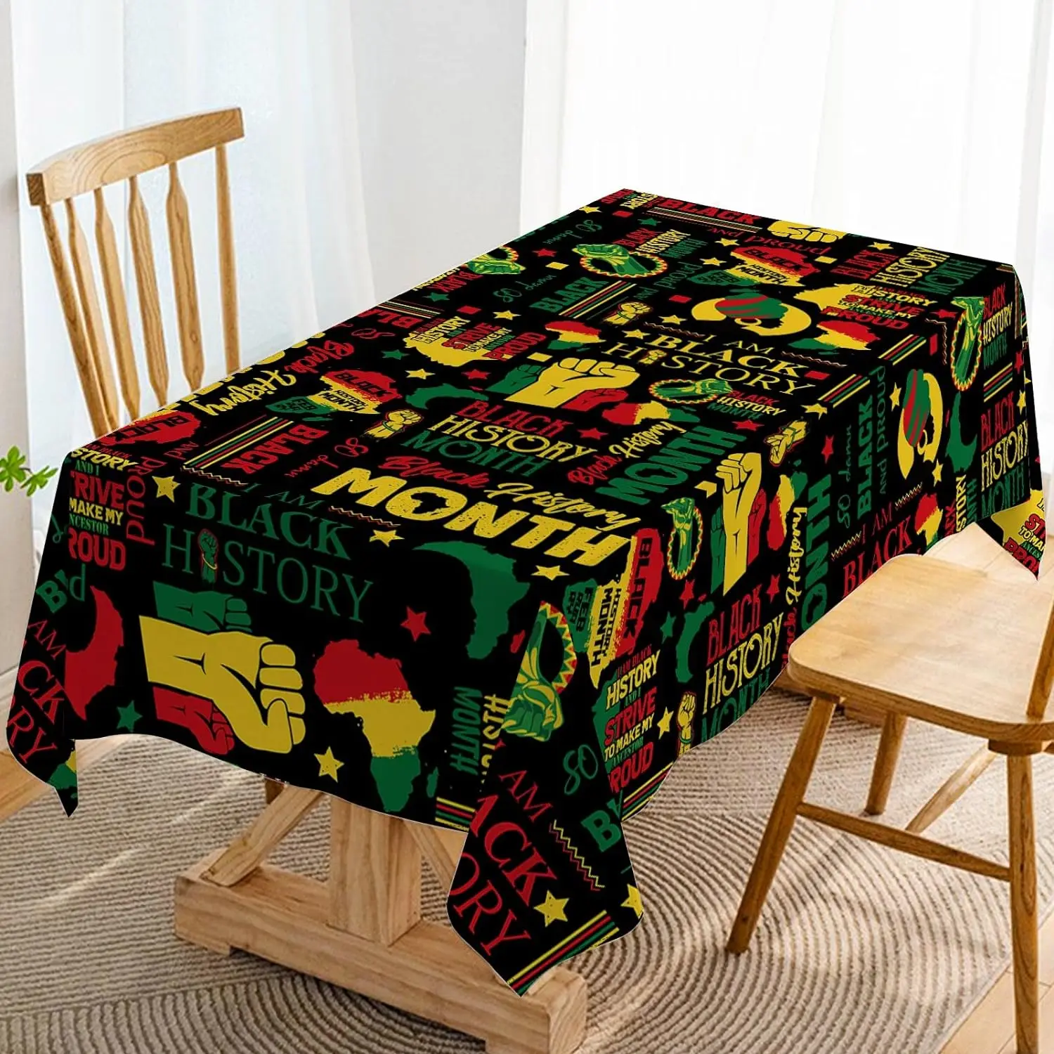 Black History Month Tablecloths Juneteenth African American Decor Washable Holiday Kitchen Dining Room Home Table Covers Decor