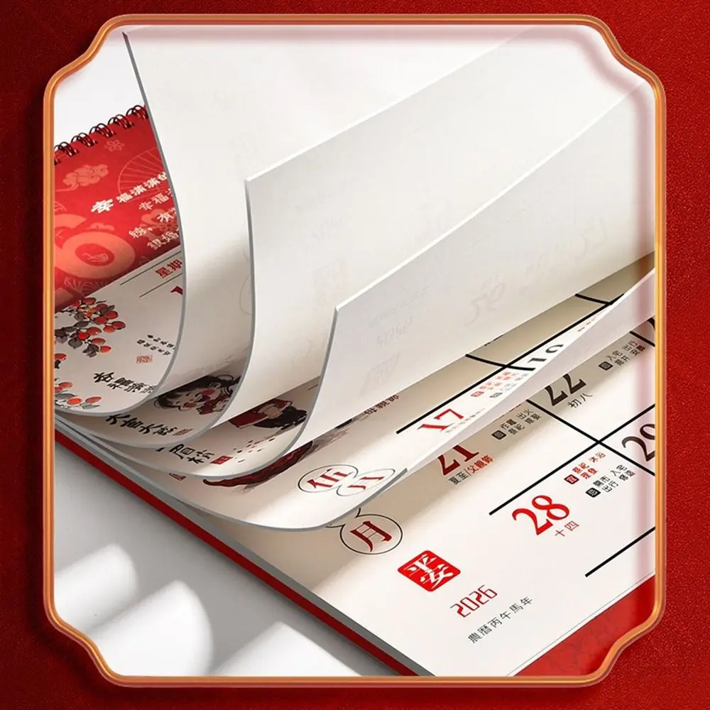 

Paper Horse Wall Calendars Bright Color Traditional Design Chinese Lunar Calendar Festive Ambiance Chinese Style