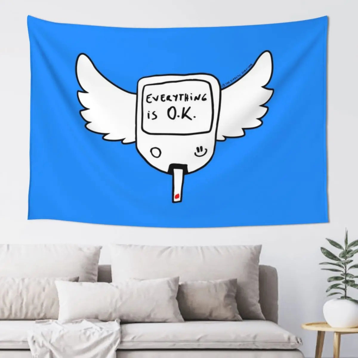 Diabetes Type 1 : Everything is O.K. Diabetes Wings Tapestry Room Decorations Aesthetic Home Decoration Tapestry