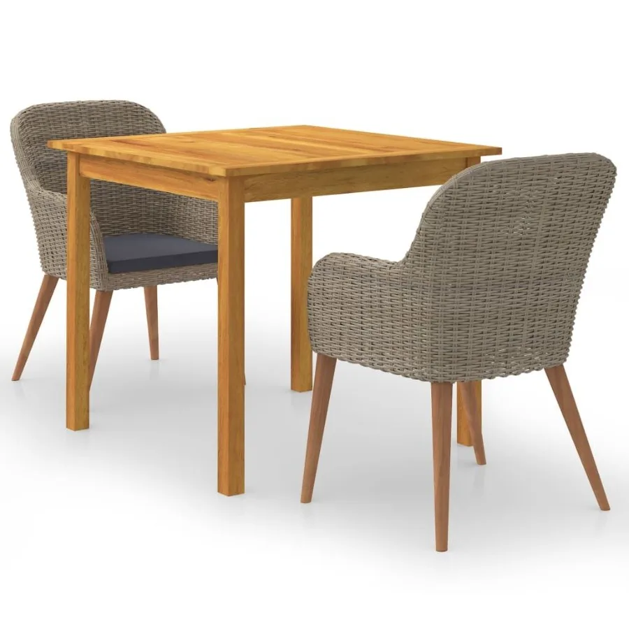

3 Piece Patio Dining Set Brown