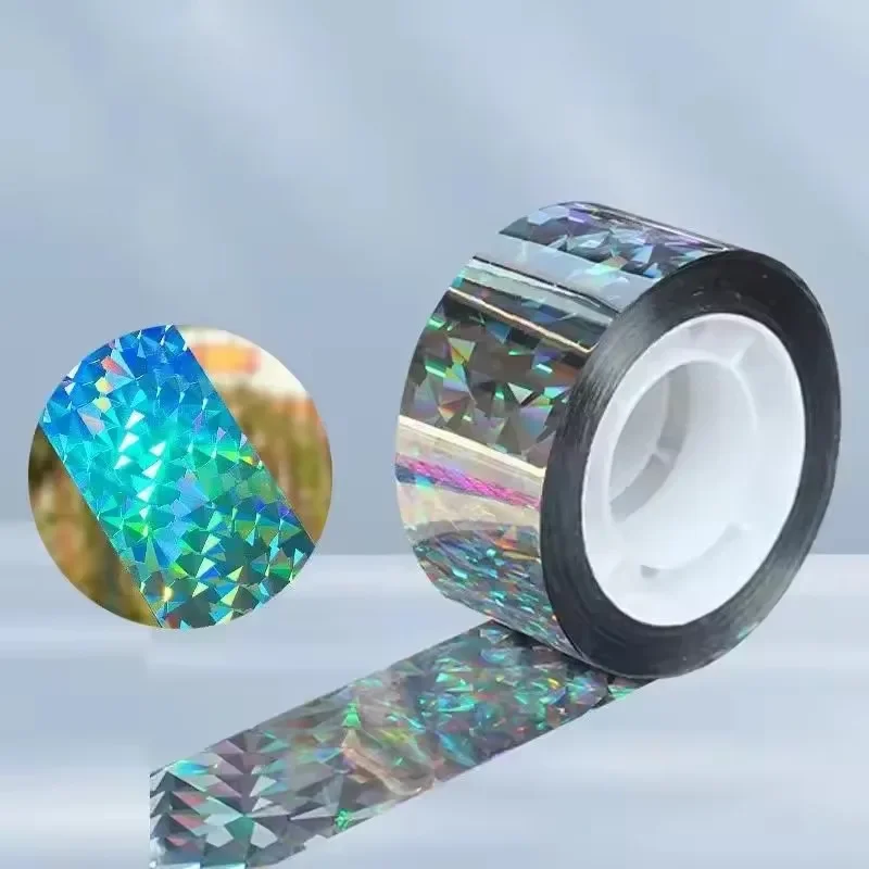 Reflective Bird Repellent Ribbon Tape 50M Laser Holographic Double Sided Flash Deterrent, Protect Fruit Trees from Birds