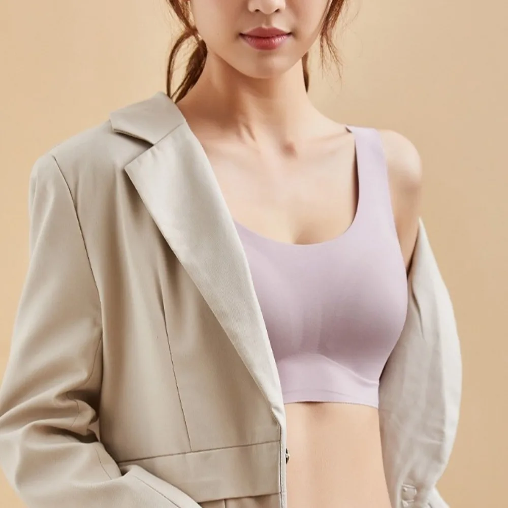 Soft Solid Color Wireless Deep V Bra Ice Silk Traceless Underwear for Women Lingerie V Neck Girls Seamless Bra Female