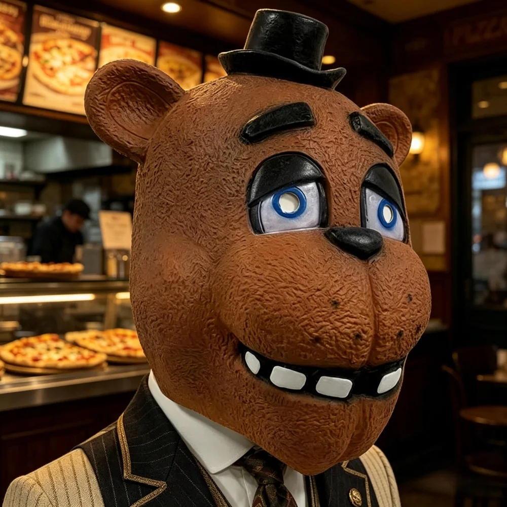 Freddy Fazbear Maske Five Nights at Freddy's Cosplay Latex-Maske Bären-Kostüm für Halloween-Party – Detail 1