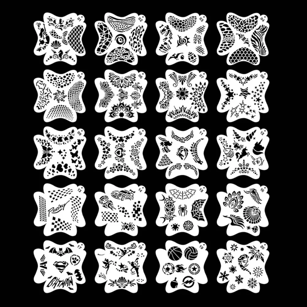 

10 шт., многоразовые трафареты для рисования на теле