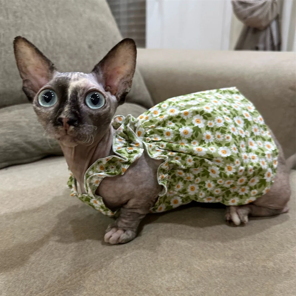 Cozy Cotton Cat Puppy Suspender Skirt Cool Summer Pet Dresses for Cats Small Dogs Kitten Sphynx Clothing Outfit ropa para gatos