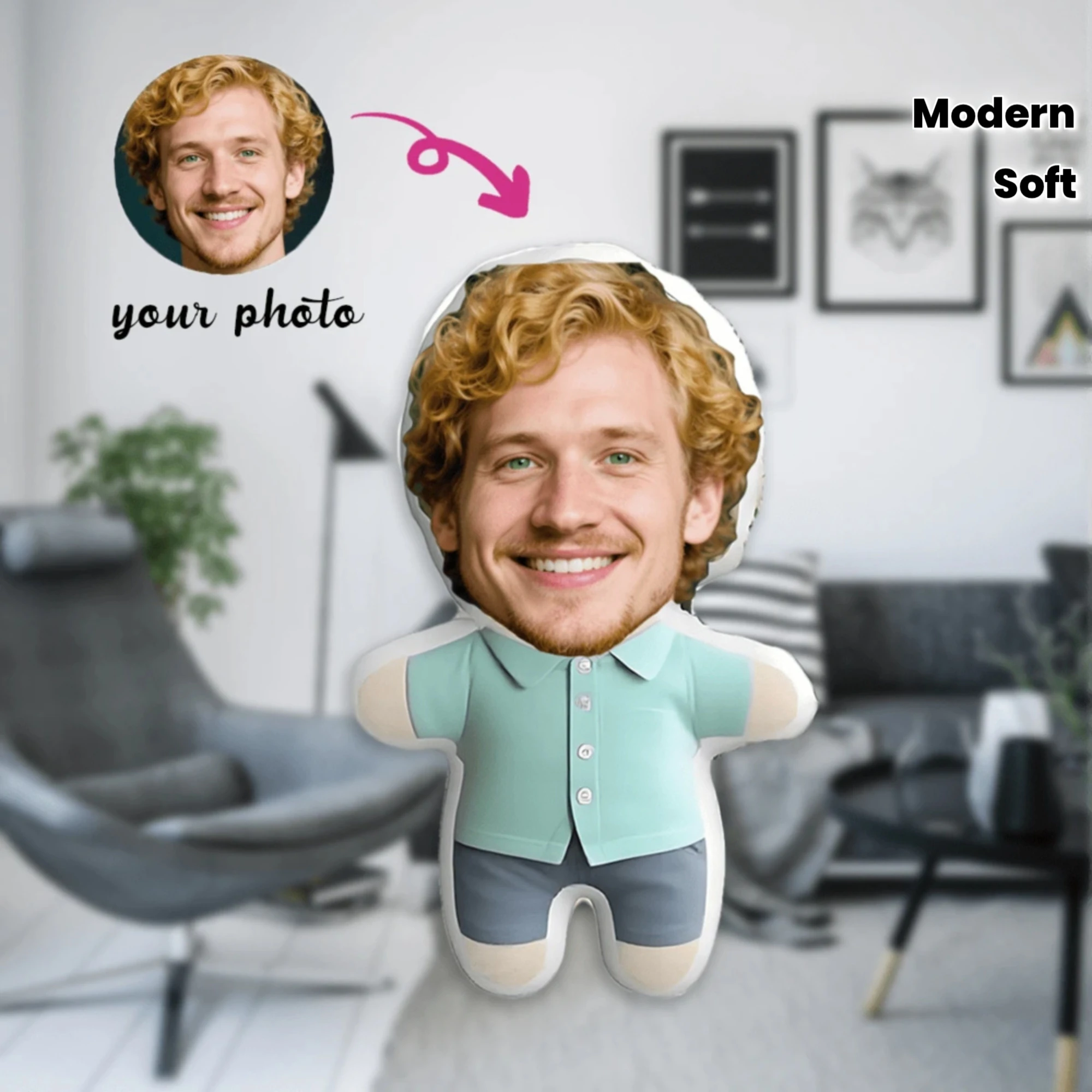 1pc Custom Photo Personalized Plush Pillow - Upload Your Own Picture, Soft Plush Fabric with High-Resolution Print & Durable Mat