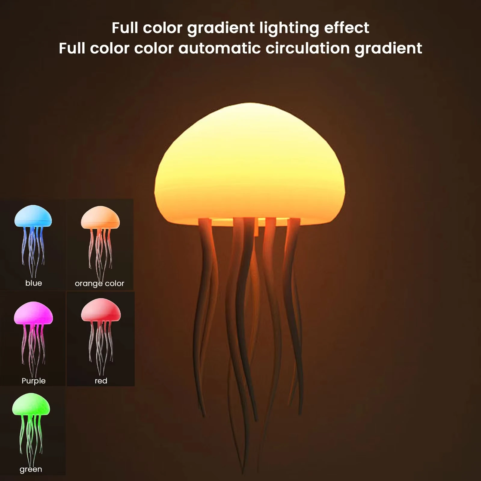 

Colorful Cartoon Dancing Jellyfish Night Light Gradient Cute RGB Lamp Bedside Voice Control Type-C Charging LED Night Lighting