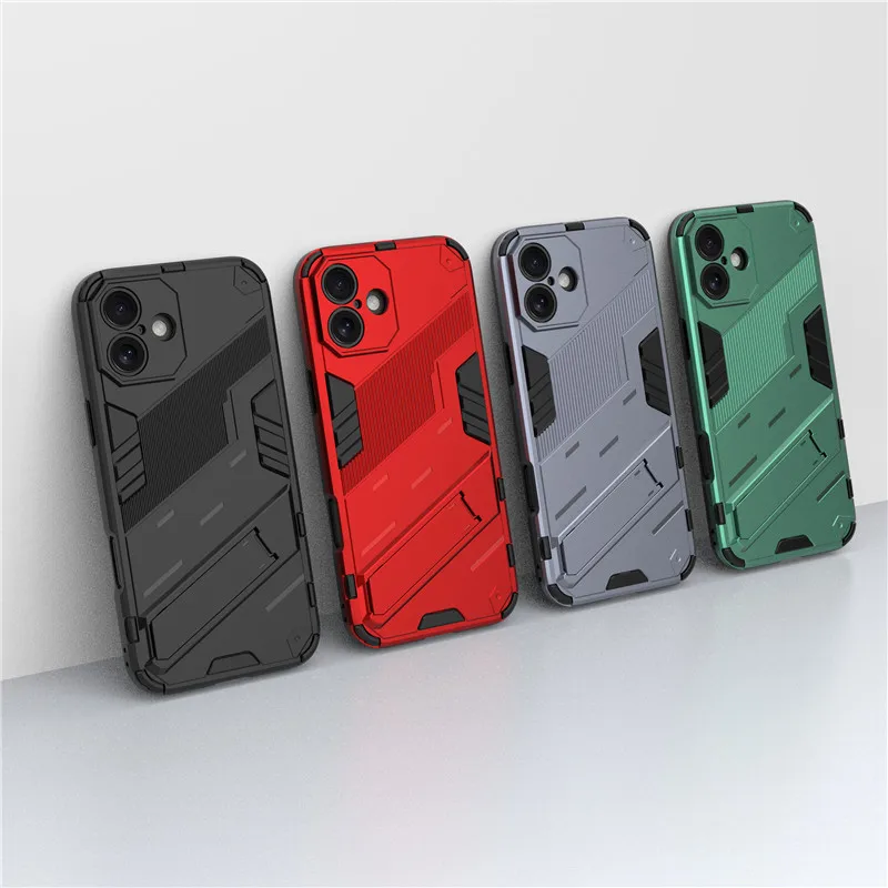 

For iPhone 16 Plus Case For Apple iPhone 16 Cover Punk Style Hard Armor Bracket Shockproof Bumper For Apple iPhone 16 Pro Max