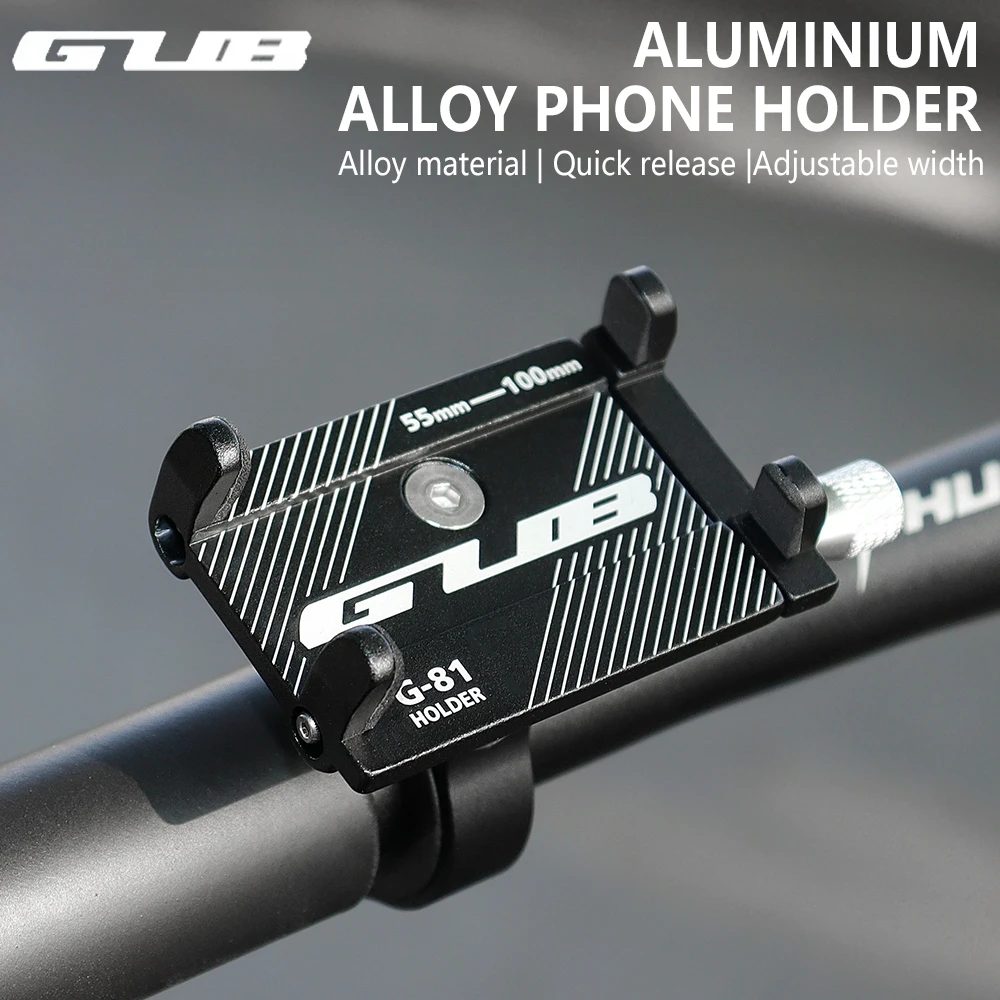 GUB G81 Adjustable Anti-Slip Bicycle Phone Holder Mount Black Titanium Color MTB Motorcycle Stand Bracket Bike Handlebar Clip