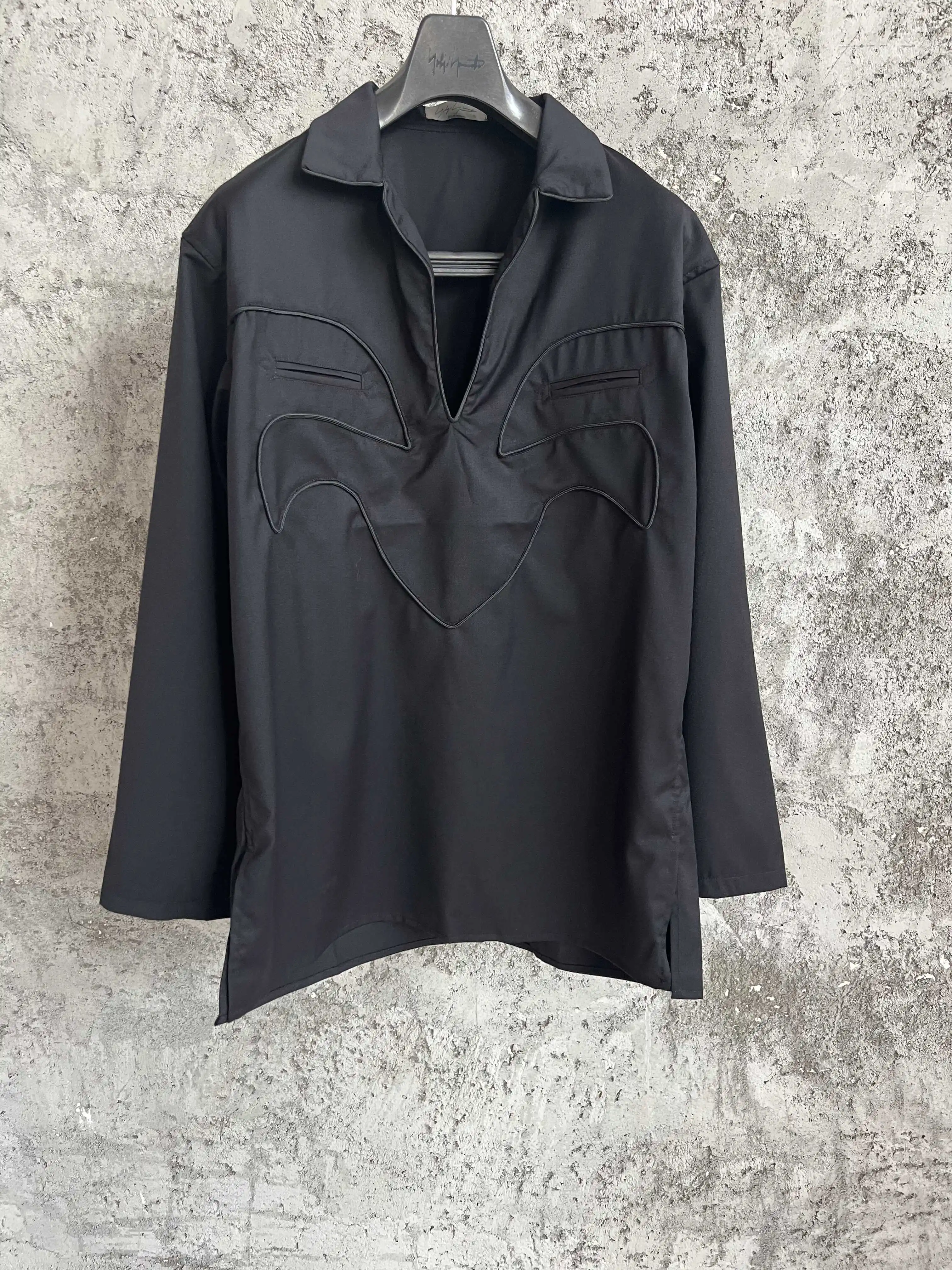 

Классическая рубашка из чистой шерсти с рулонной вышивкой, мужская рубашка большого размера