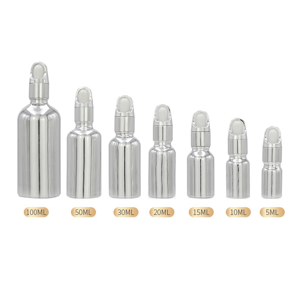 3 stks/partij 5-30 ml UV Galvaniseren Technologie Gouden & Zilveren Lege Hervulbare Glas Essentiële Olie Parfumflesje met Druppelaar