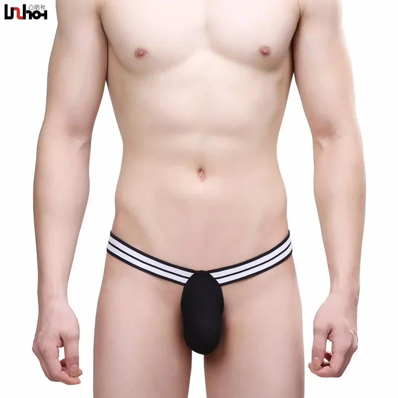

Men's Sexy T Back Thong Gays Erotic U Convex Pouch G-string Homme High Fork Open Buttock Underpants Male Elastc Sports Underwear