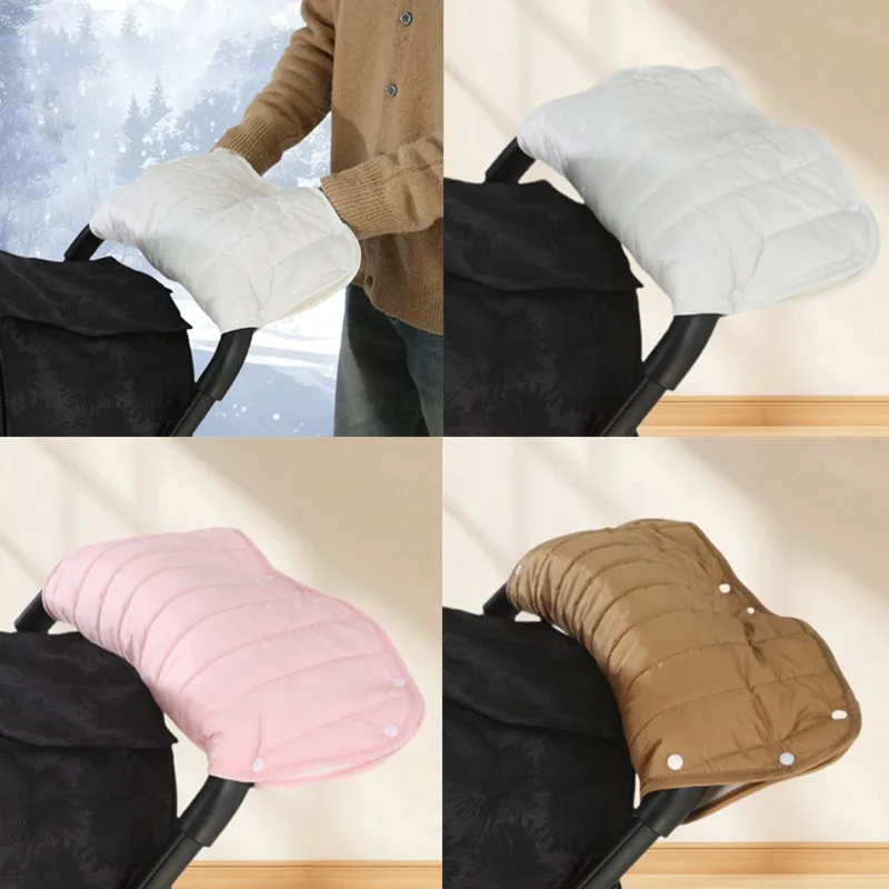 

Winter Waterproof Windproof Baby Stroller Gloves Accessories Universal Warm Plush Pram Pushchair Hand Muff Handle Mittens