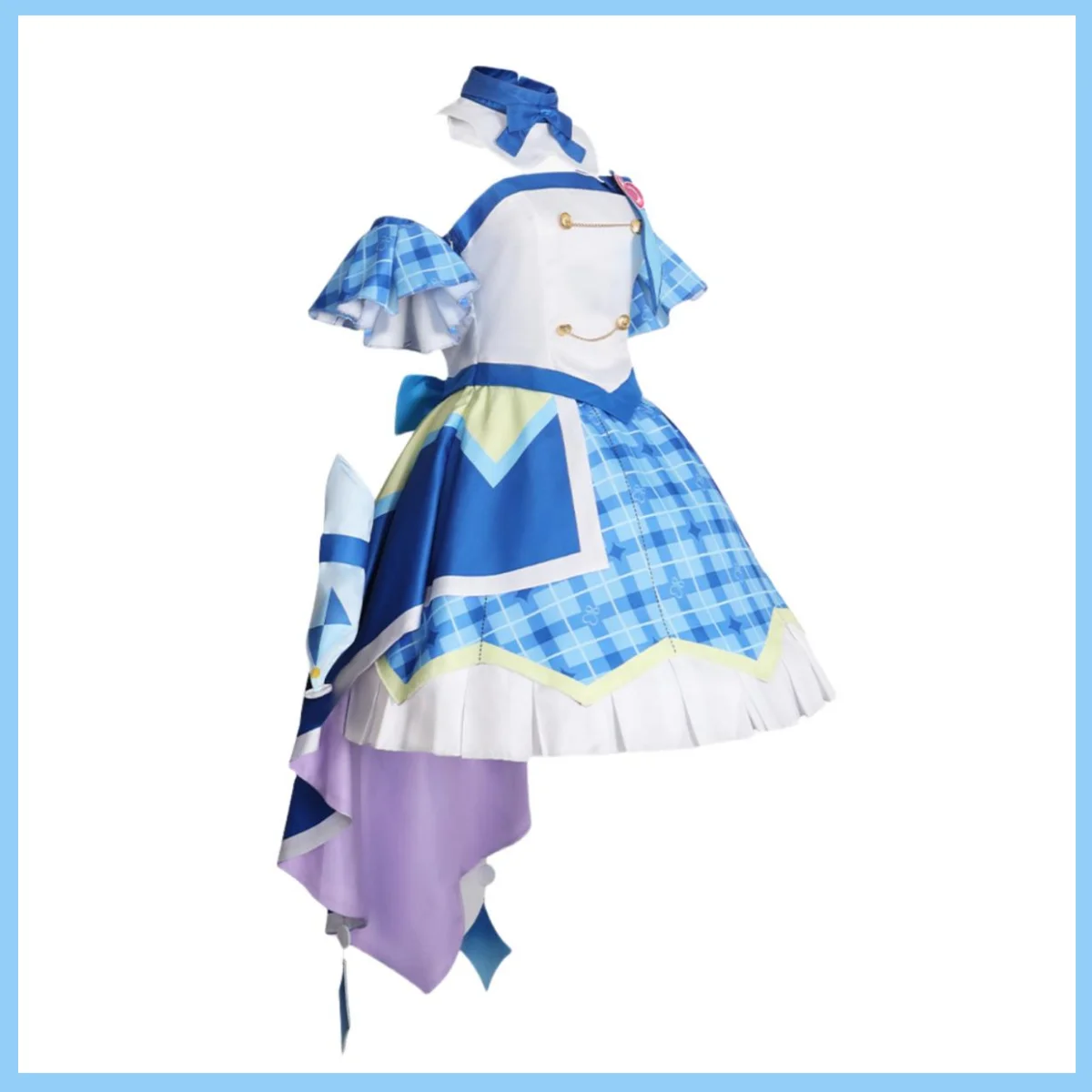 Anime You and Idol Precure Aokaze Nana Cosplay Costume Blue White Princess Dress Lolita Skirt Wig Woman Kawaii Masked Ball Suit view 3