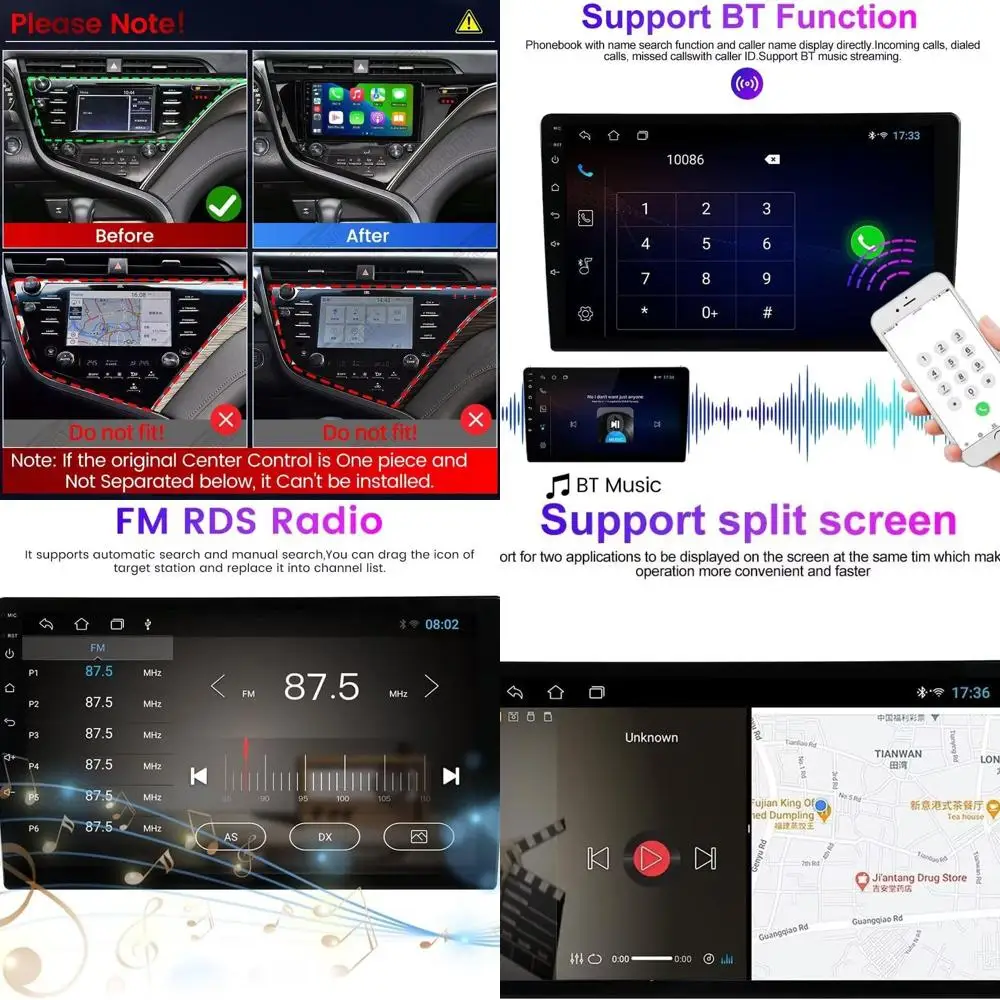 

Car Radio for Toyota Camry 2018 2019 2020 2GB RAM 64GB ROM, 10.1 Inch IPS Touch Screen Stereo Head Unit Wireless Carplay Android