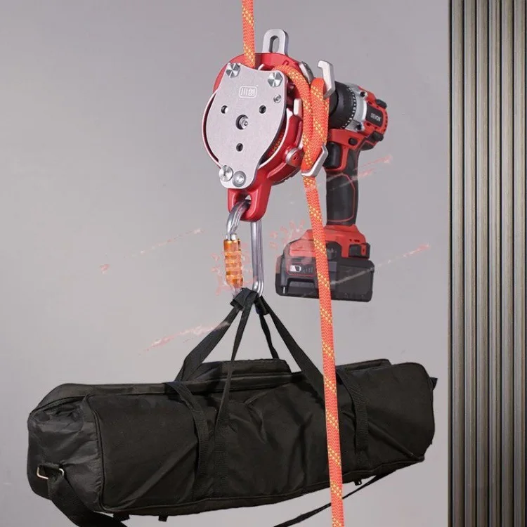 Double Force System Drill Drives Pulley Descender Raiser for Aerial Work Lift CCD CCR - Construction Equipment & Tools