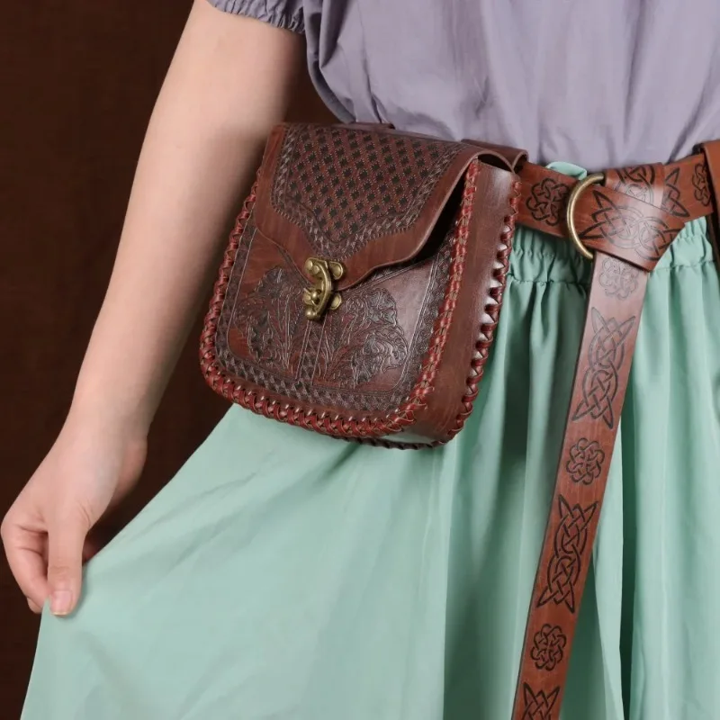 1pc Medieval Retro Waist Bag Viking Style Hanging Belt Coin Purse Knight Fanny Pack Portable Men Women Money Pouch Costume Props