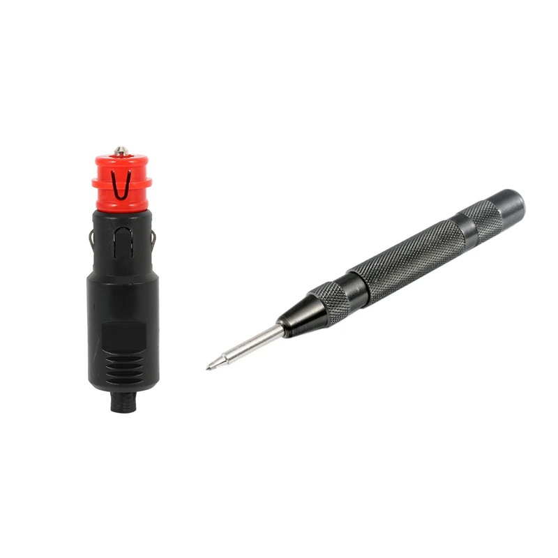 1 Pcs 12V Car Cigarette Lighter Socket Power Plug Connection & 1 Pcs Adjustable Spring Pressure Automatic Centre Punch