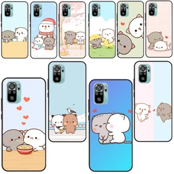 Capa Peach e Goma Cat para Xiaomi, tampa traseira para Redmi Note 11 Pro, 10, 8, 9 Pro, 9S, 10S, 9A, 9C, 9T