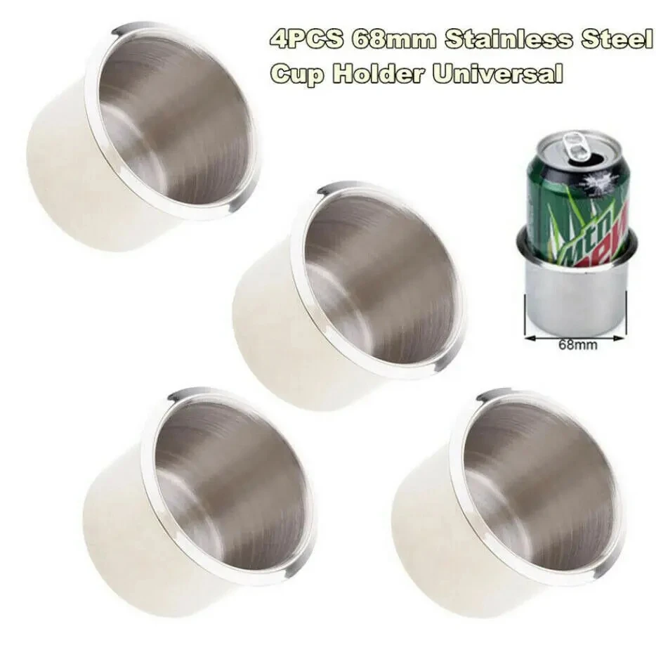 Stainless Steel Cup Drink Holders for Car Boat Truck Marine Camper RV 4PCS 68mm Universal