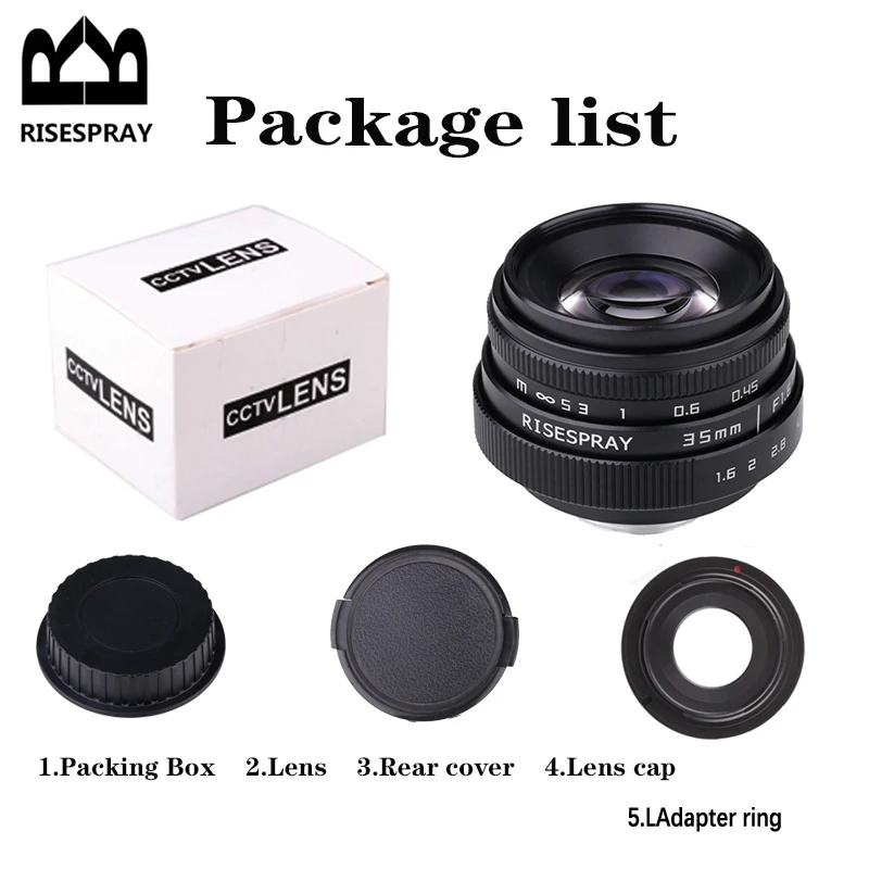 

Mini 35mm f/1.6 APS-C CCTV Lens+adapter ring set for Canon Nikon Olympus SONY NEX Mirroless Camera A5300/A6000/A6300/A7/A7II/A9