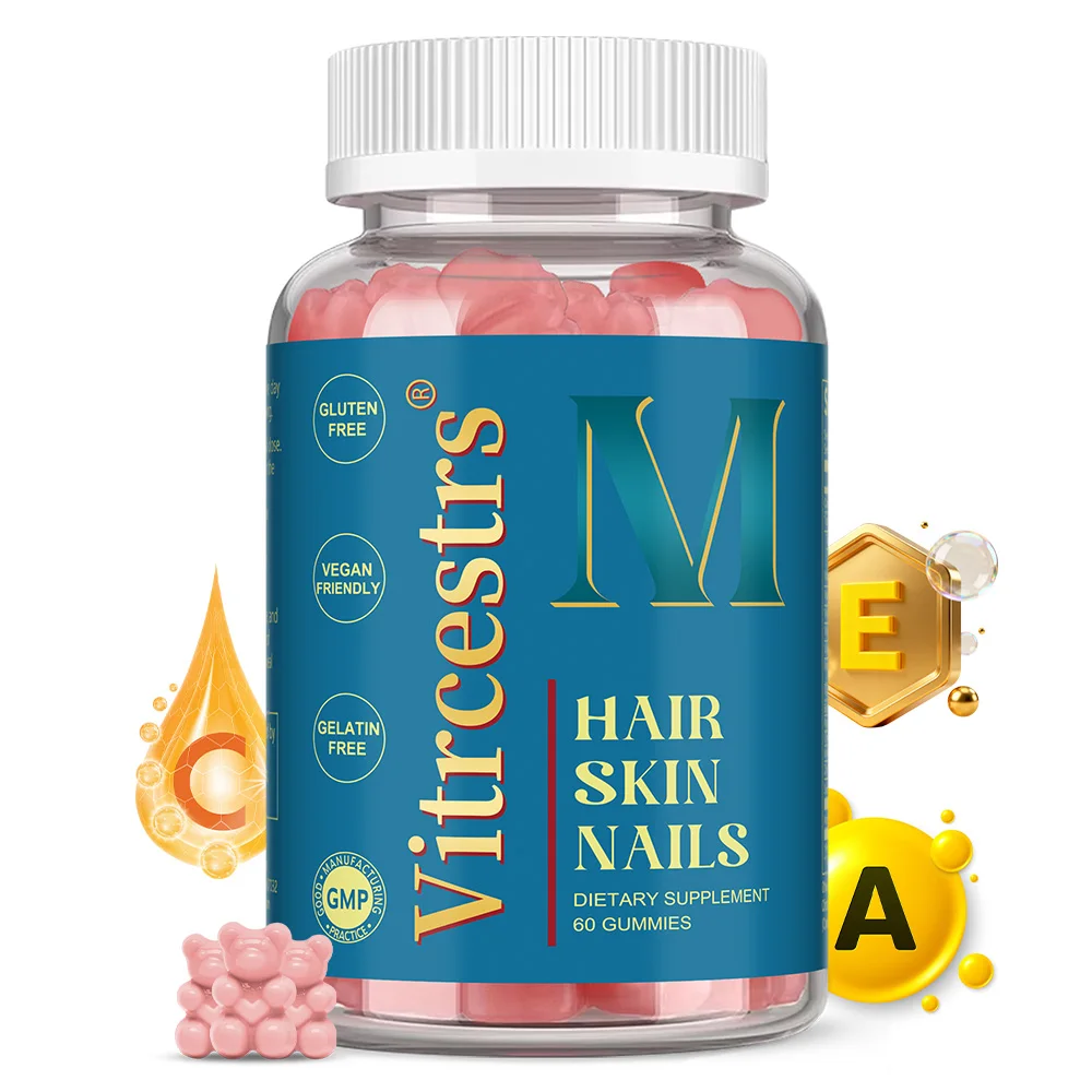 

Жевательные конфеты для волос, кожи и ногтей с биотином, витаминами C и E, антиоксидантами для блестящих волос, сияющей кожи, крепких ногтей, поддерживающие жизненную энергию.