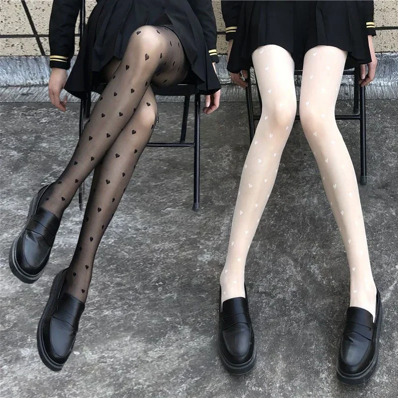 

12pcs Summer Thin 10D Black White Female Tigths with Love Pots Butterfly Print Pantyhose Leggings Stockings Socks Women Girls