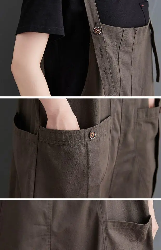 Salopette ample marron pour femmes, combinaison Cargo Baggy, pantalon à bretelles à manchette élastique