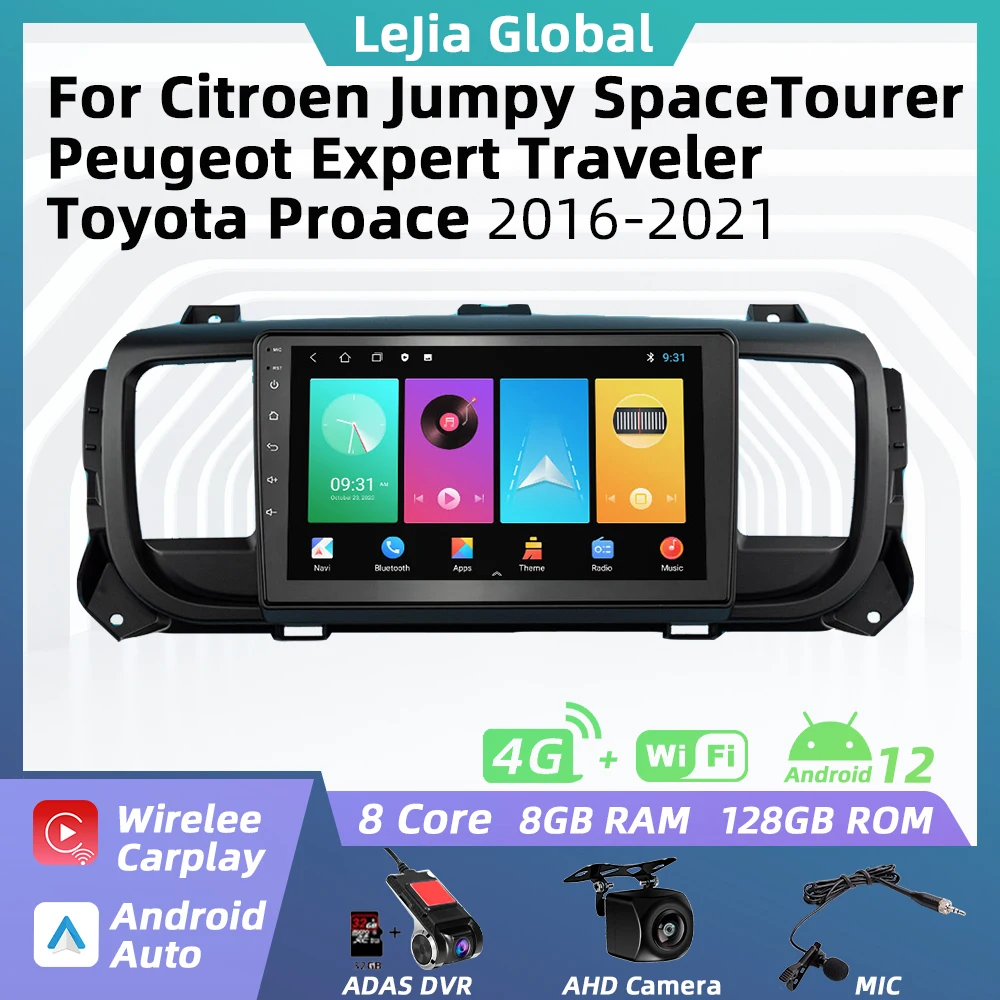 Car Multimedia Player for Citroen Jumpy SpaceTourer for Peugeot Expert Traveler for Toyota Proace 2016-2021 Radio 2 Din Android