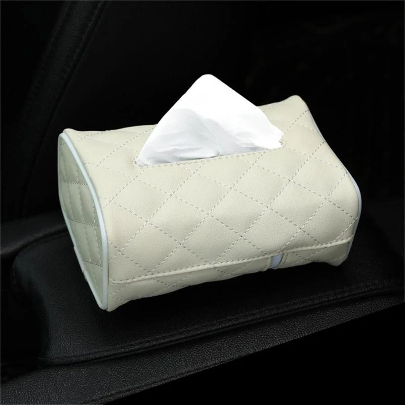 

PU Leather Car Tissue Box Holders Large Capacity Tissue Storage Box Auto Interior Accessory Suitable for Most Car Owners