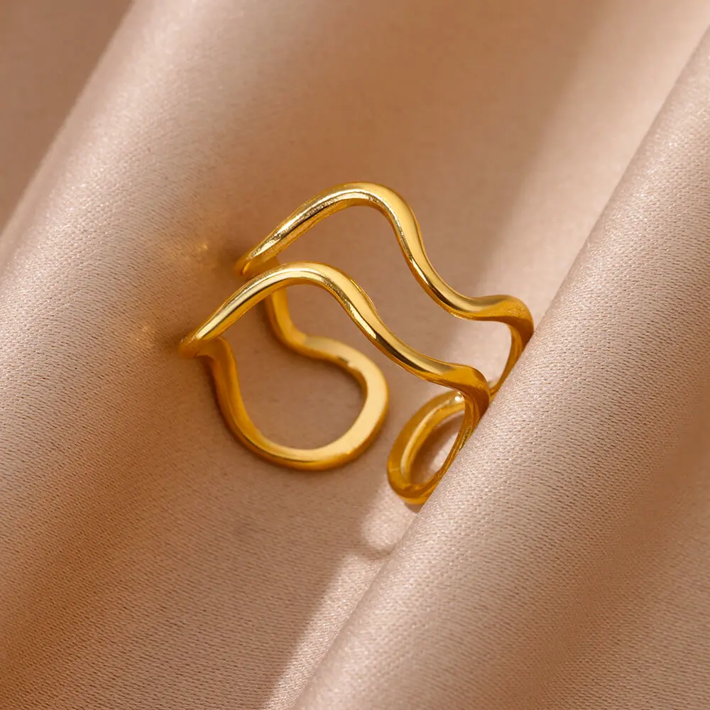 Stainless Steel Chunky Wide Rings For Women Vintage Gold Color Geometric Open Finger Ring Fashion Minimalist Jewelry Gift Femme image 4
