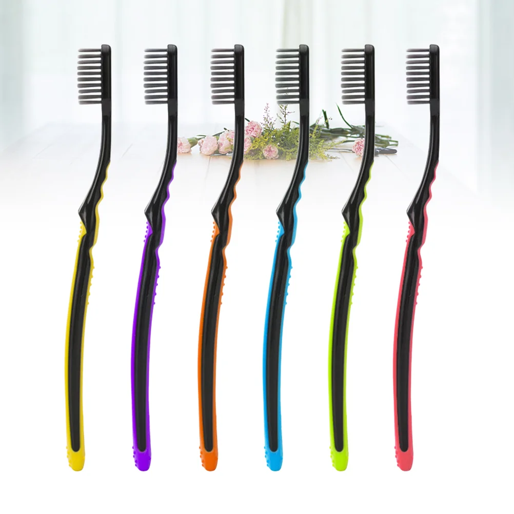 

6pcs Toothbrush Bamboo Charcoal Pappus Toothbrush for Home Train Travel Use