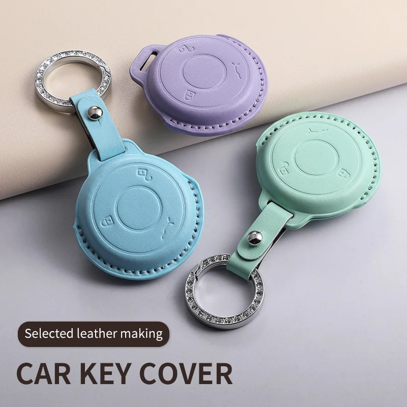 

Кожаный чехол-накладка для автомобильного ключа Nezha U, NETA V, Nezha NO1, NETA V, защитный чехол для ключа с брелоком