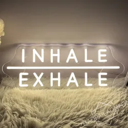 Inhale and Exhale Neon Sign Light Custom Yoga Neon Sign Wall Art Decoration  Yoga Studio NeonLight for Pilates Art Neon Gym Sign