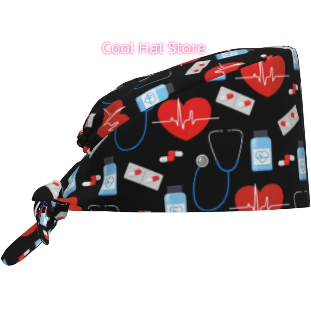 1pc Adjustable Scrub Cap with Sweatband | Lightweight 100%, Multi-Purpose, Breathable, Elastic Bandage Tie Back Hats for Nursing