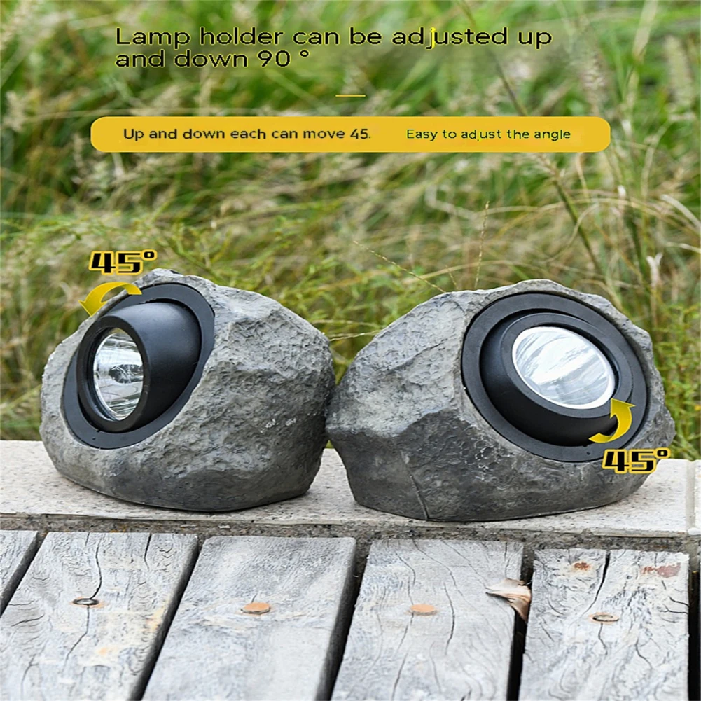 Imagem -03 - Outdoor Solar Powered Rock Light Waterproof Garden Stone Lights Landscape Lamp Quintal Pátio Caminho Iluminação Driveway