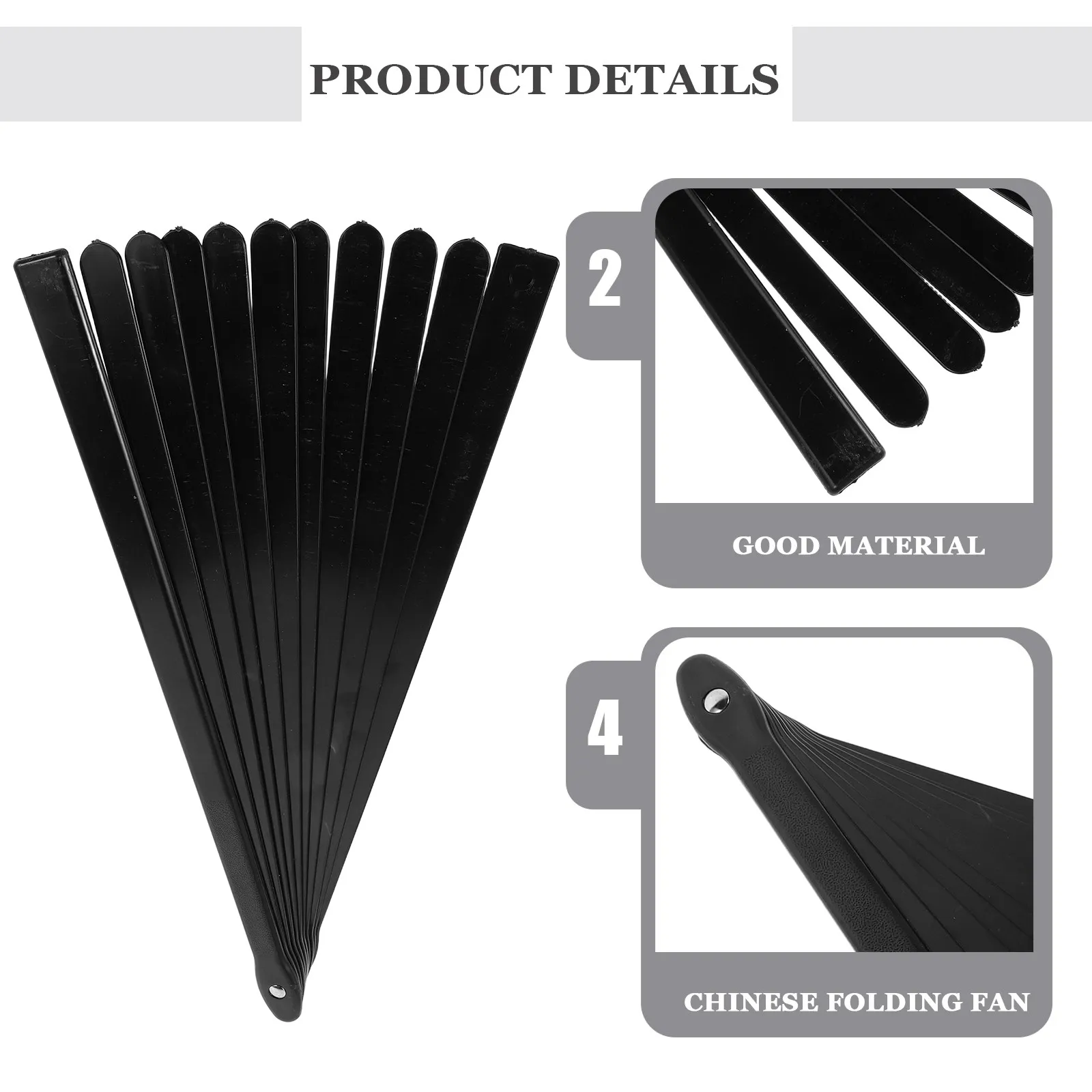 4Pcs Plastic Folding Fan Frame Blank Hand Fan Ribs for DIY Painting Decoration Lightweight Cosplay Wedding Supplies