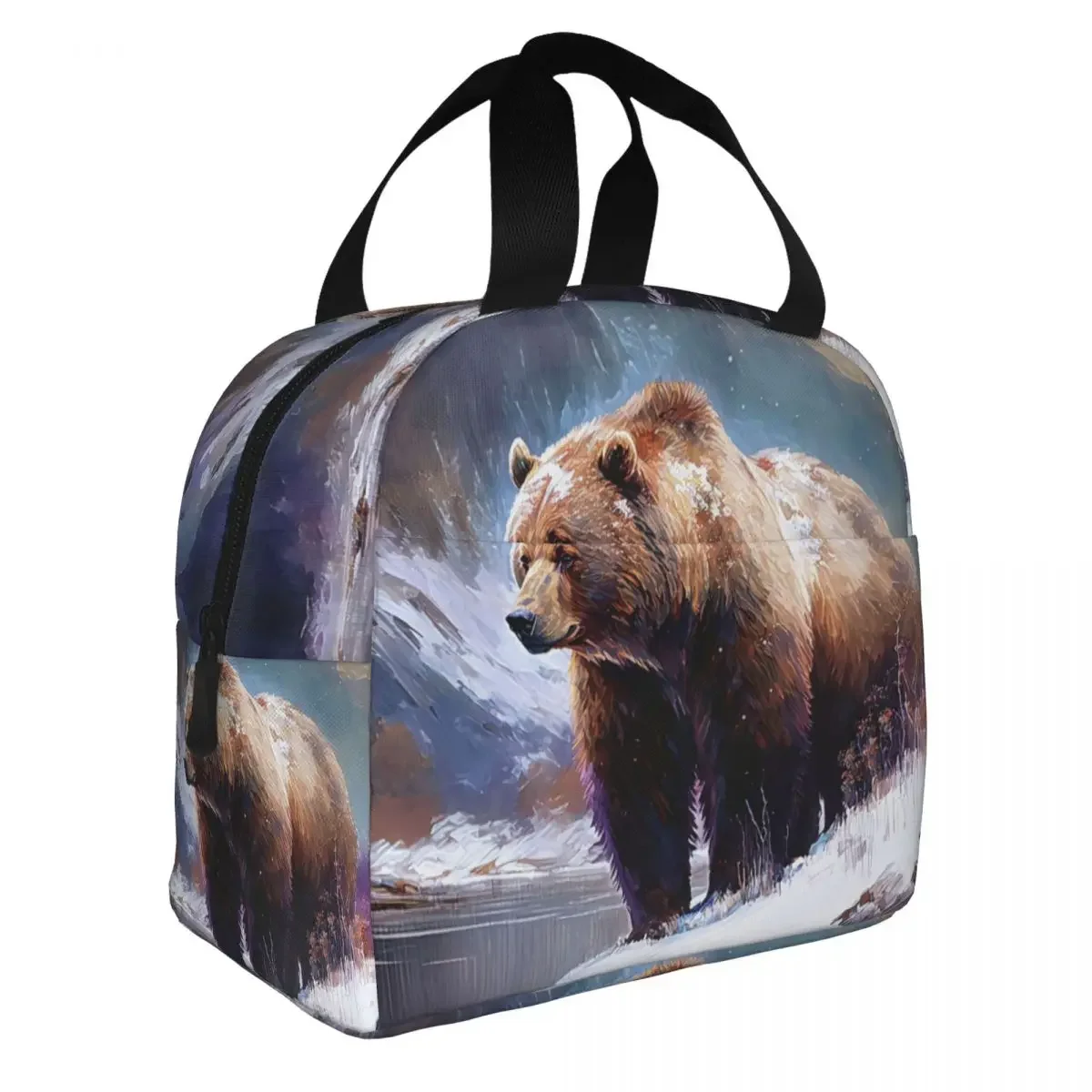 Great Brown Grizzly Bear Lunch Bag for Outdoor Portable Picnic Insulated Cooler Thermal Lunch Box Women Children Tote Bags