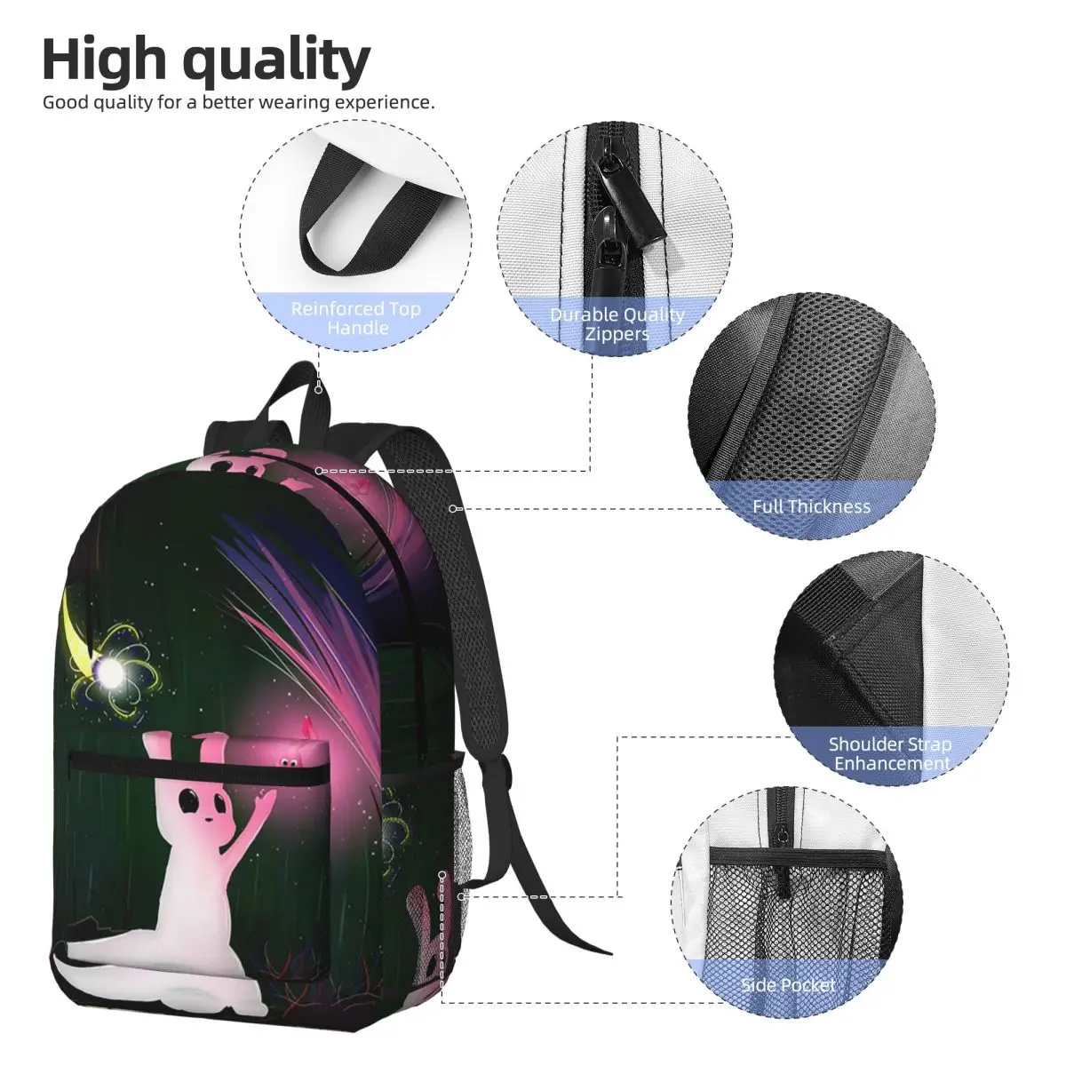 Rain World Slugcats Pattern Game Backpack Daypack Large Capacity Kids BookBag School Bag Shoulder Bags for Men Women