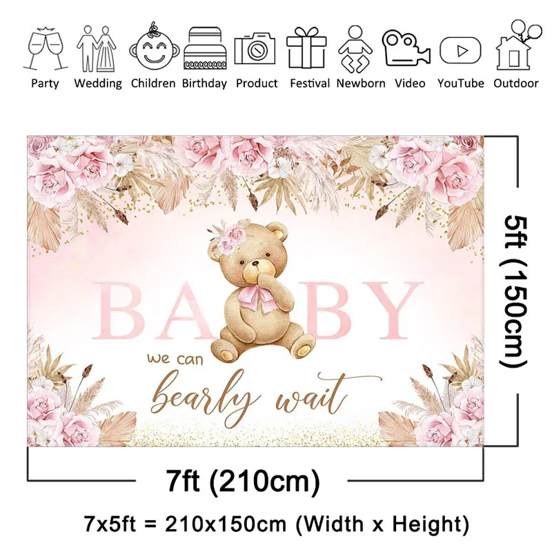 Mocsicka-Fondo para Baby Shower, fondo de flores rosas para bebé, accesorios de estudio fotográfico para retrato, decoración de fiesta