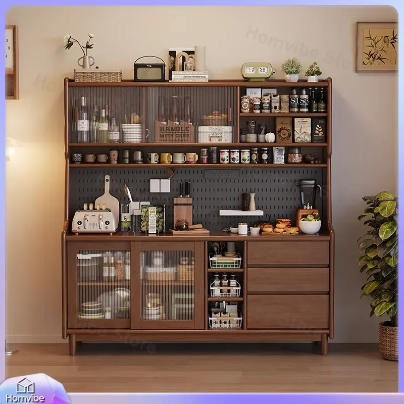 Solid Wood Sideboard Cabinet Modern Wall Mounted Storage Unit Living Room Wine Bar Tea Kitchen Cupboard Furniture Home Decor
