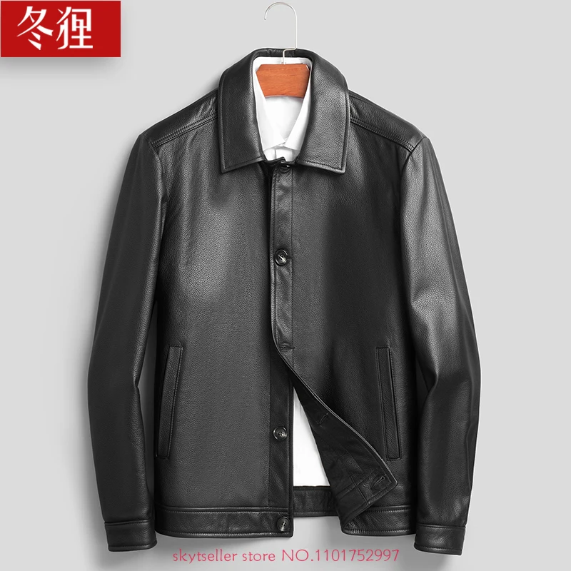 

High Quality Genuine Leather Jacket Men First Layer Cowhide coats real leather short Flight jacket