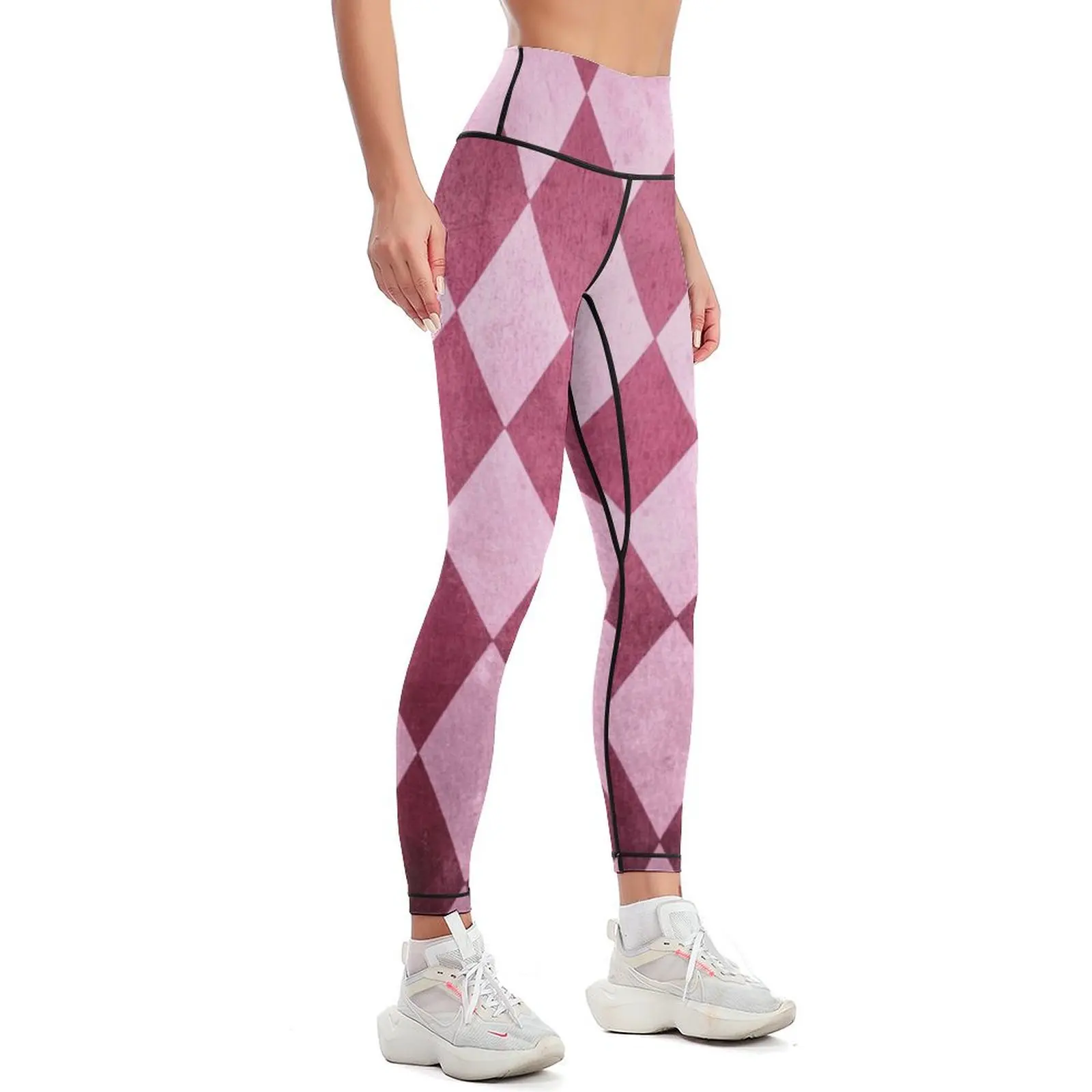 Pink Harlequin Grunge Leggings Fitness's gym clothes gym womans Fitness clothing Women's push up Womens Leggings