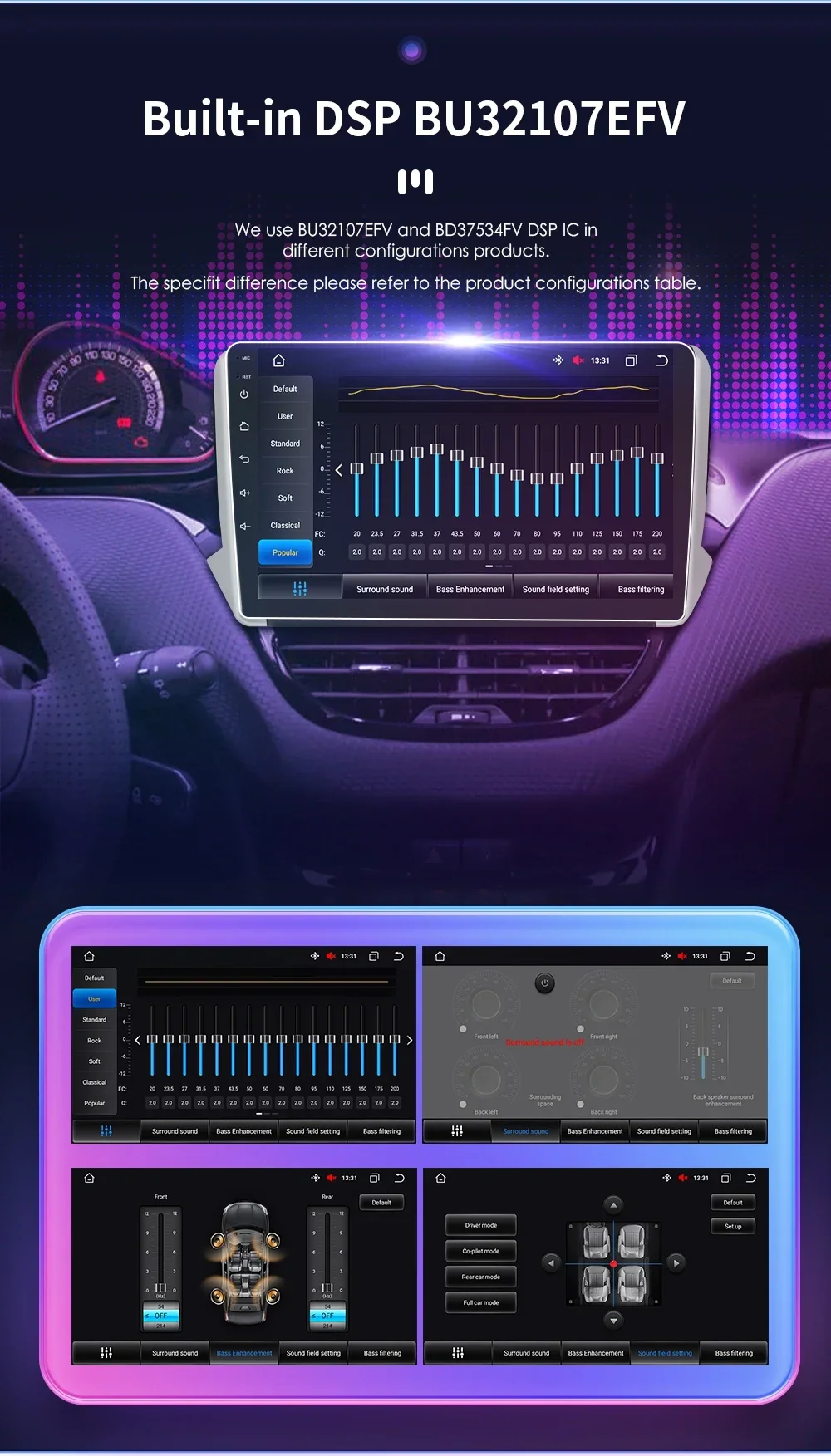 Hizpo Autoradio Carplay 4G 8581 AI Systeme Android Autoradio für Peugeot 208 2008 Serie 2012-2018 Multimedia Video Player GPS – Detail 10